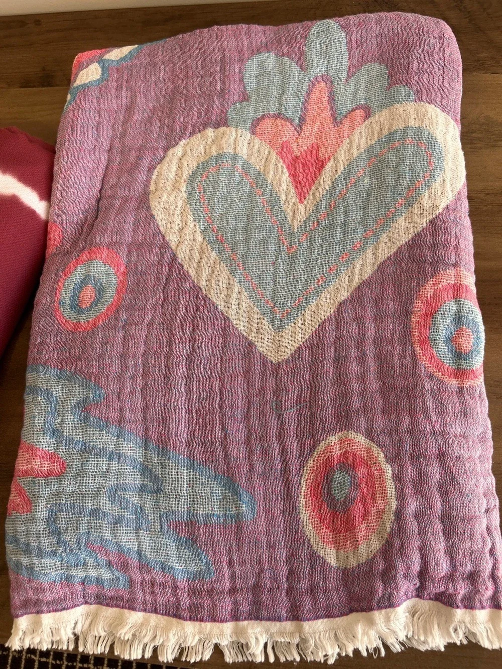 Dorm Colorful Heart Woven Throw Blanket Towel Curtain Home Decor NEW 44 x 74